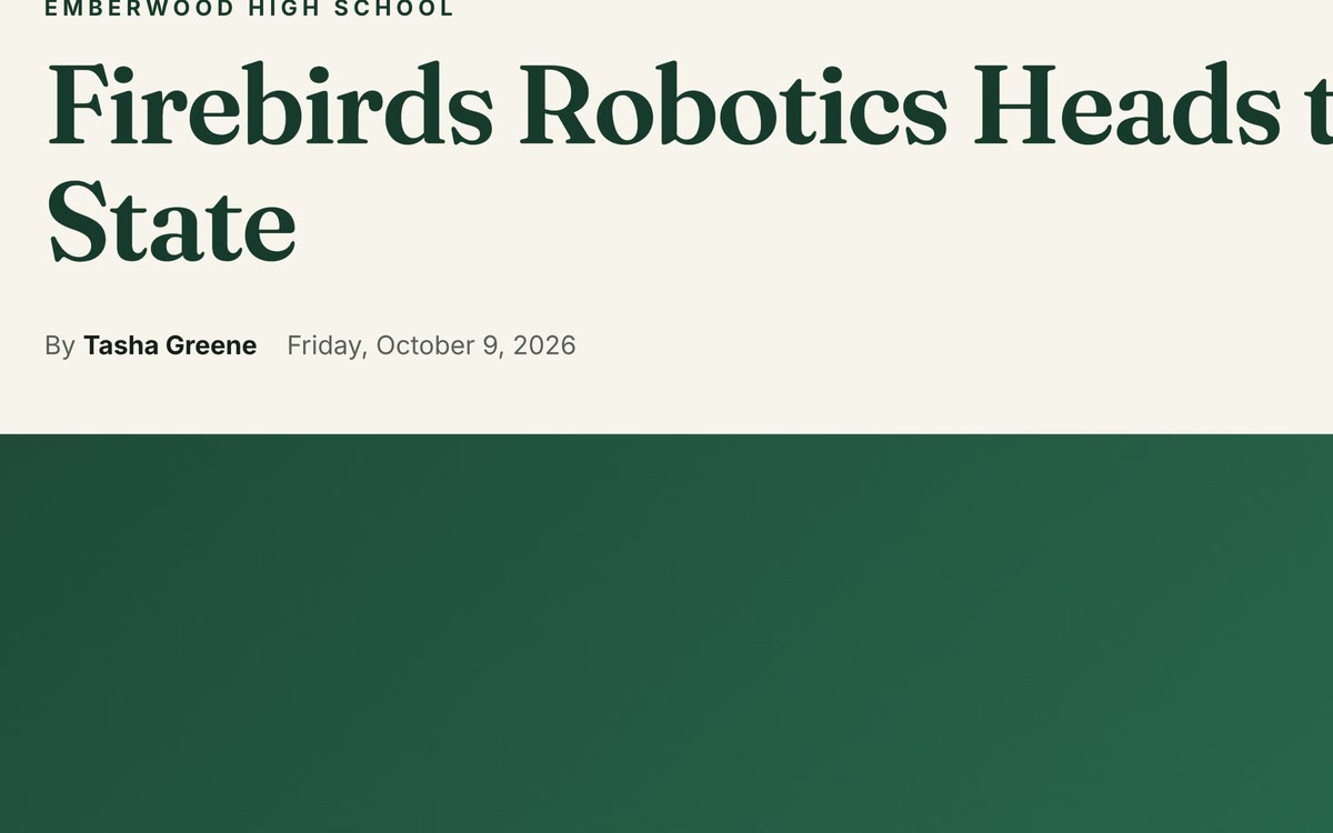 Public news article page on the Emberwood district website.